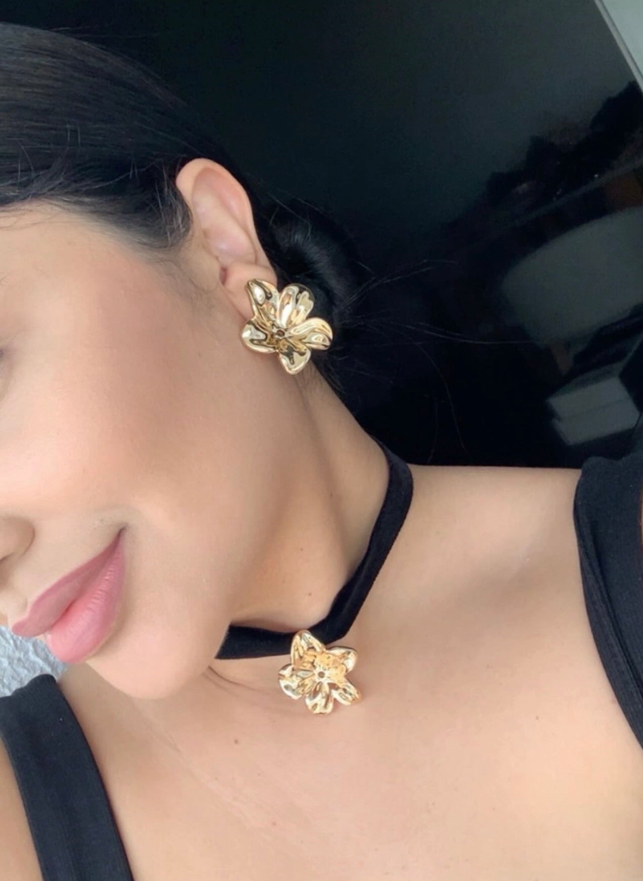 CONJUNTO CHOCKER  VELUDO FLOR