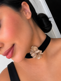 CHOCKER TECIDO FLOR BEGE