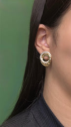 Brinco Orgânico Dourado Cravejado