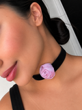 CHOCKER TECIDO FLOR ROSA
