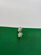Brinco Flor Quartzo Leitoso Cravejado Prata