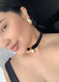 CONJUNTO CHOCKER  VELUDO ONIX DOURADO