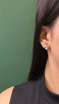 Brinco Flor Dourado Cravejado com Zircônias