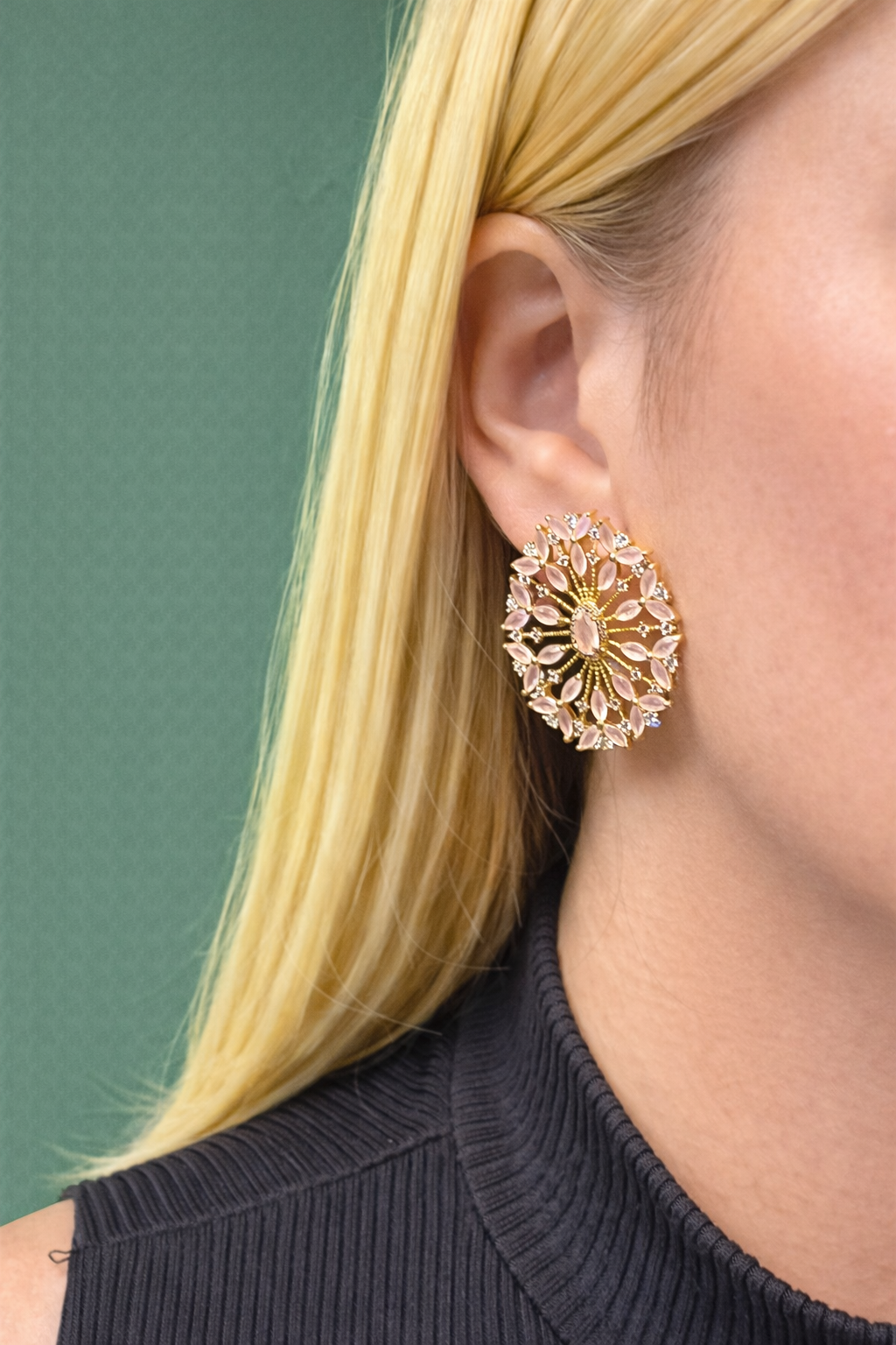 Brinco Floral Luxo Rosé